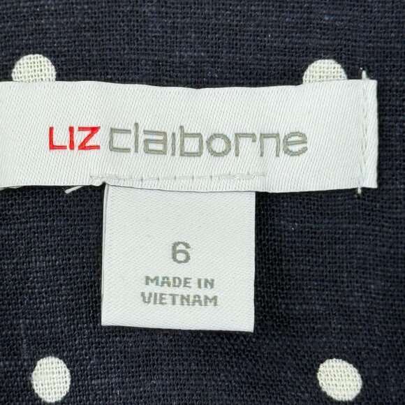 Liz Claiborne Women's Linen Blend Navy/White Dot Blazer Size 6 Notch Lapel NWT - Picture 9 of 12